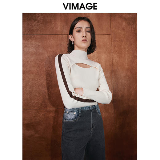 VIMAGE纬漫纪冬季新款时尚修身显瘦针织衫V2001615 商品图2
