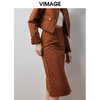 VIMAGE纬漫纪冬季新款时尚通勤高腰百搭中长裙纯色A字半身裙V2006628 商品缩略图3