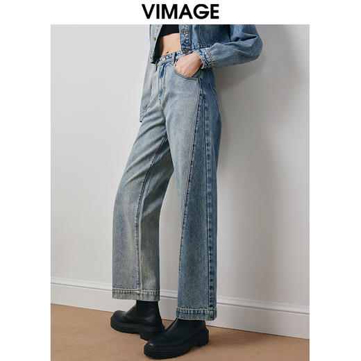 VIMAGE纬漫纪冬季新款时尚通勤休闲显瘦高腰百搭牛仔裤V2005618 商品图2