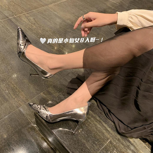 尖头细跟蛇纹高跟鞋，欧美风名媛气质单鞋KLTN-D-6604 商品图1