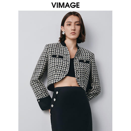 VIMAGE纬漫纪冬季新款气质高级感显瘦短外套V2003619 商品图2