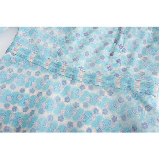 司歌网纱印花长袖连衣裙圆领复古端庄A881316 商品图2