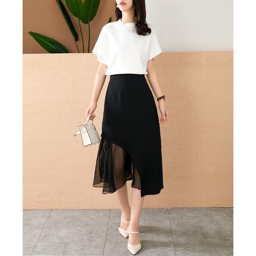 【现货款】鱼尾网纱半身裙女2023夏新款高腰显瘦不规则设计感小众a字裙 商品图0