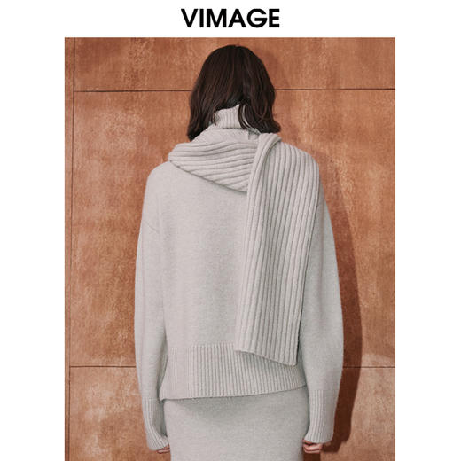 VIMAGE纬漫纪冬季新款时尚宽松舒适高领毛衣套头女上衣V2001610 商品图4