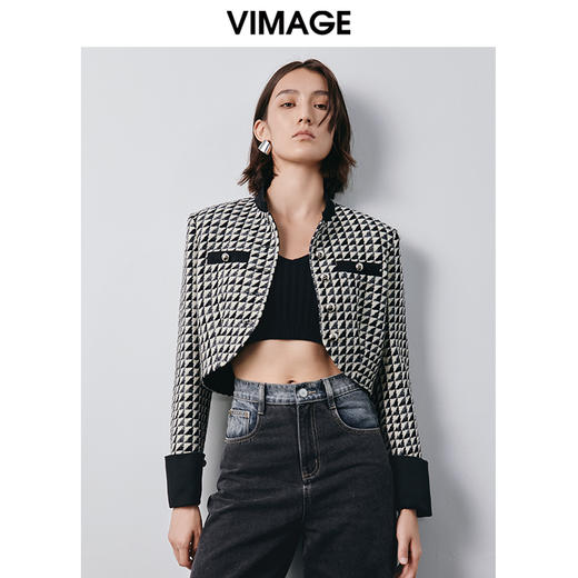 VIMAGE纬漫纪冬季新款气质高级感显瘦短外套V2003619 商品图0