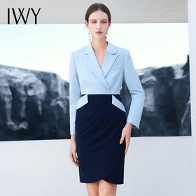 拼接蓝色裙装Q13322周日下午