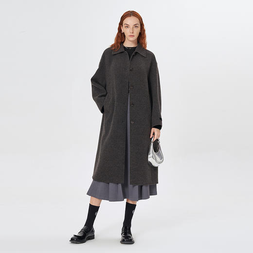 Self Who桑蚕丝羊毛双面呢外套女冬季2023新款高级感宽松呢子大衣 商品图3