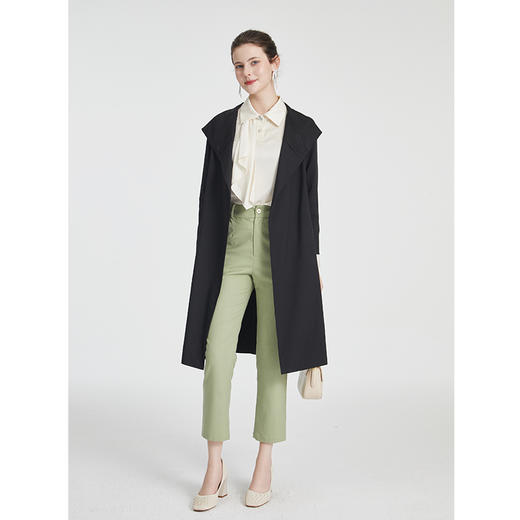 司歌轻薄中长风衣通勤廓形宽松R881359 商品图4