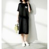64825【现货款】字母休闲短袖连衣裙女中长款2023夏季新款宽松洋气过膝T恤裙 商品缩略图0