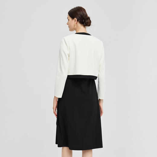 NG839斯尔丽瑟俪圆领短款上衣外套搭配无袖圆领连衣裙女式套装连衣裙 商品图1