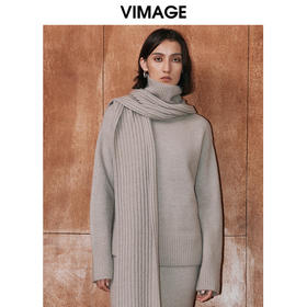VIMAGE纬漫纪冬季新款时尚宽松舒适高领毛衣套头女上衣V2001610