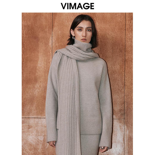 VIMAGE纬漫纪冬季新款时尚宽松舒适高领毛衣套头女上衣V2001610 商品图0