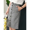 【现货款】黑白格子半身裙2023春夏新款韩版别致高腰修身中长款包臀裙 商品缩略图0