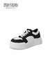 西村名物2023秋季新品女厚底黑白色面包板鞋休闲熊猫鞋皮面T23CM35771 商品缩略图1