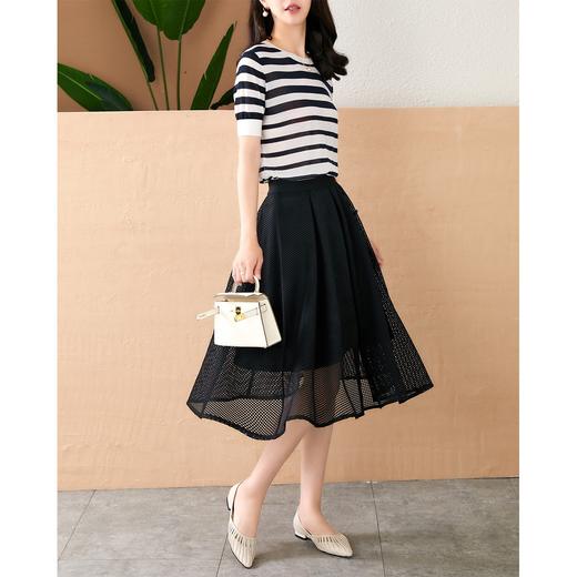 【现货7天】网纱半身裙女2023夏季新款韩版中长款高腰显瘦镂空垂感a字裙 商品图2