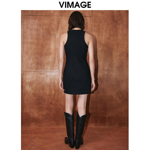 VIMAGE纬漫纪秋季新款设计感小众收腰气质裙子连衣裙V2007626 商品图5