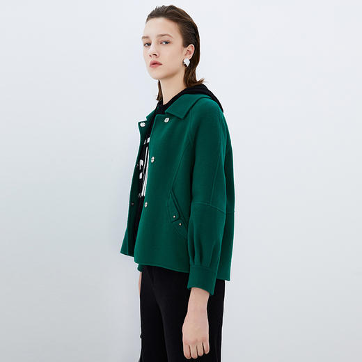 EITIE爱特爱冬季新款百搭纯色毛呢大衣女短外套7614317 商品图4