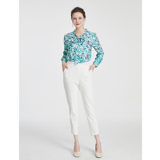 司歌印花长袖上衣蝴蝶结修身光泽T881228 商品图2