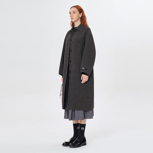 Self Who桑蚕丝羊毛双面呢外套女冬季2023新款高级感宽松呢子大衣 商品图1