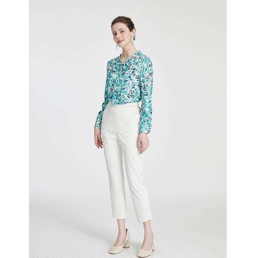 司歌印花长袖上衣蝴蝶结修身光泽T881228 商品图4