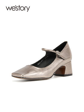 westory2023年秋季新款金属色质感玛丽珍爆款单鞋W23CE73161