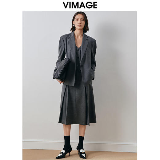 VIMAGE纬漫纪冬季新款修身显瘦高腰半裙半身裙V2006621半 商品图1