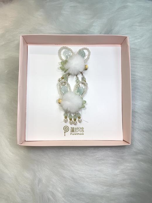 pureshare蓬纱馆 中秋发饰毛绒兔子对夹 商品图2