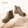 信诺真皮复古妈妈鞋短靴2023新款秋季中年及踝靴休闲软底女单靴子 商品缩略图1