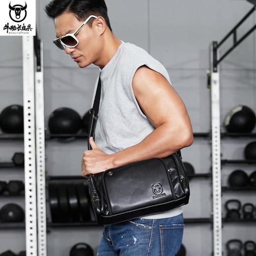 牛船长皮具头层牛皮大容量单肩斜挎横款男士旅行复古休闲潮流男士 商品图3