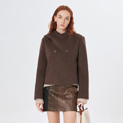 Self Who骆驼绒羊毛双面呢外套女秋冬2023新款高级感咖色毛呢大衣 商品图2