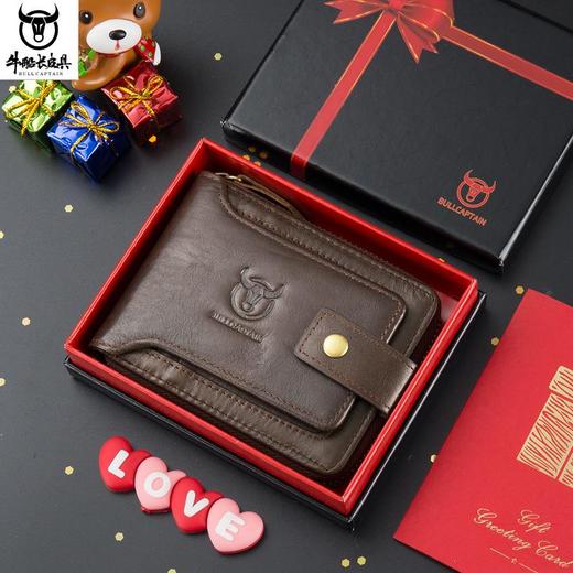 牛船长头层牛皮拉链钱包横款真皮驾驶证多卡位加厚相册防盗刷钱夹 商品图0