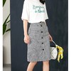 【现货款】黑白格子半身裙2023春夏新款韩版别致高腰修身中长款包臀裙 商品缩略图1