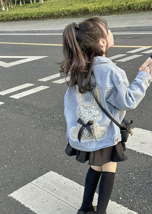 🔥【49.9秒杀！】蝴蝶结亮片兔子牛仔外套 商品图2