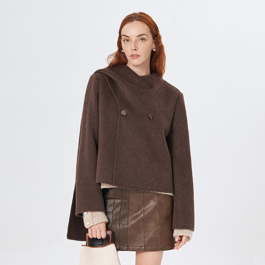 Self Who骆驼绒羊毛双面呢外套女秋冬2023新款高级感咖色毛呢大衣 商品图3