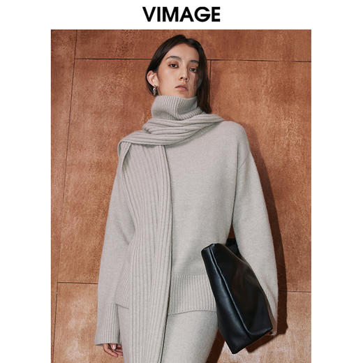VIMAGE纬漫纪冬季新款时尚宽松舒适高领毛衣套头女上衣V2001610 商品图3