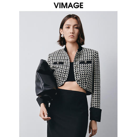 VIMAGE纬漫纪冬季新款气质高级感显瘦短外套V2003619 商品图3
