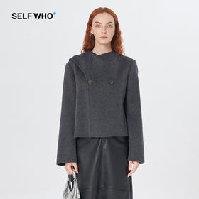 Self Who骆驼绒羊毛双面呢外套女冬季2023新款高级感宽松毛呢大衣