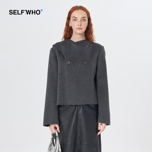Self Who骆驼绒羊毛双面呢外套女冬季2023新款高级感宽松毛呢大衣 商品图0