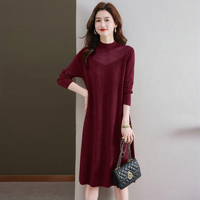 中年妈妈连衣裙，新款女早秋洋气减龄毛衣裙秋季长袖针织打底衫CC-33-62365