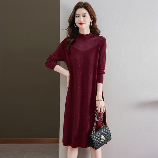中年妈妈连衣裙，新款女早秋洋气减龄毛衣裙秋季长袖针织打底衫CC-33-62365 商品图0