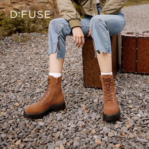 Dfuse迪芙斯冬季新款圆头简约厚底户外马丁靴短靴DF34116208 商品图9