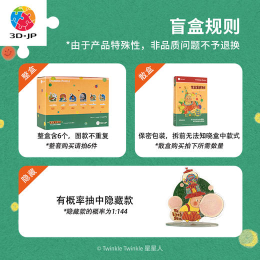 【折扣商品 不退不换】立牌盲盒拼图 HD1020 TwinkleTwinkle星星人-世纪童话系列 商品图1