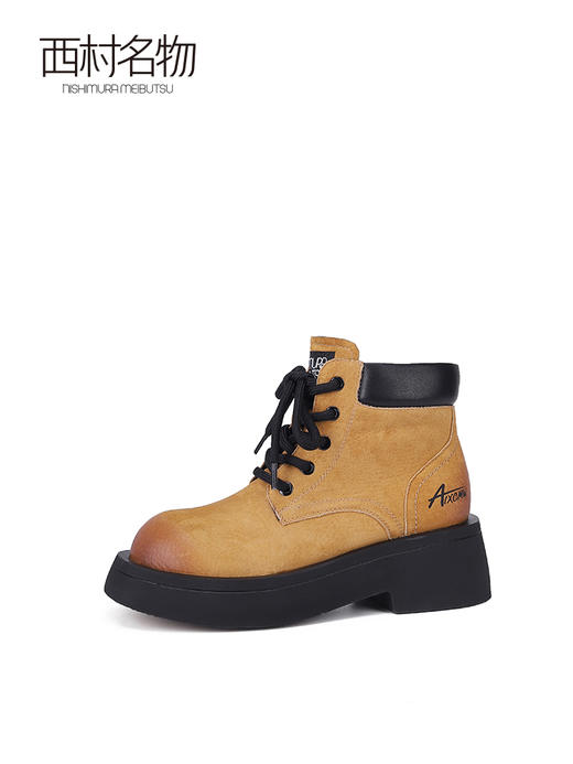 西村名物2023秋季新品复古英伦风大头马丁靴厚底圆头大黄靴T23DS45761 商品图1