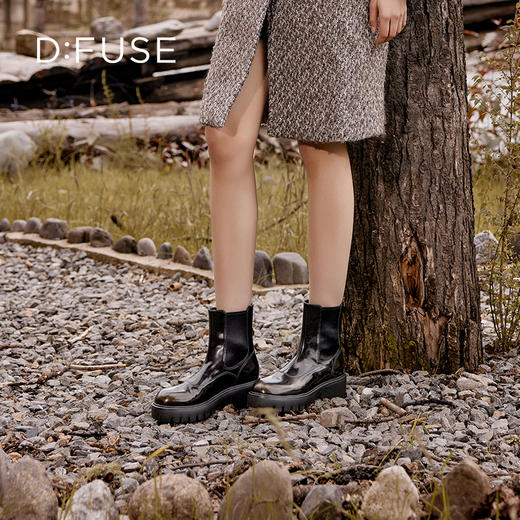 Dfuse迪芙斯冬季新款圆头厚底经典百搭切尔西短靴DF34116207 商品图8