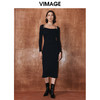 VIMAGE纬漫纪冬季新款纯色百搭洋气收腰连衣裙V2007627 商品缩略图2