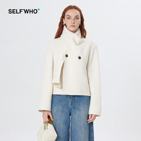 Self Who骆驼绒羊毛双面呢外套女秋冬2023新款高级感宽松毛呢大衣