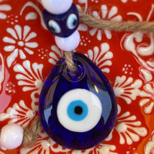 水滴小3.5cm-蓝眼睛挂件挂饰（麻绳18cm) 商品图0