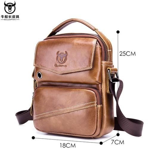 牛船长皮具真皮男士休闲单肩斜挎包头层牛皮手提多功能包 商品图1