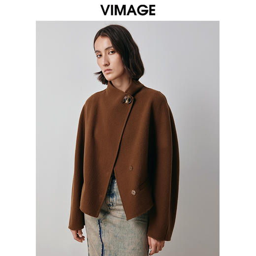 VIMAGE纬漫纪冬季新款小众设计时尚个性百搭宽松毛呢外套女V2014602 商品图3
