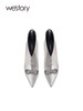 westory2023秋季新品真皮尖头细跟短靴v斜切时尚百搭时装靴W23DS83001 商品缩略图3